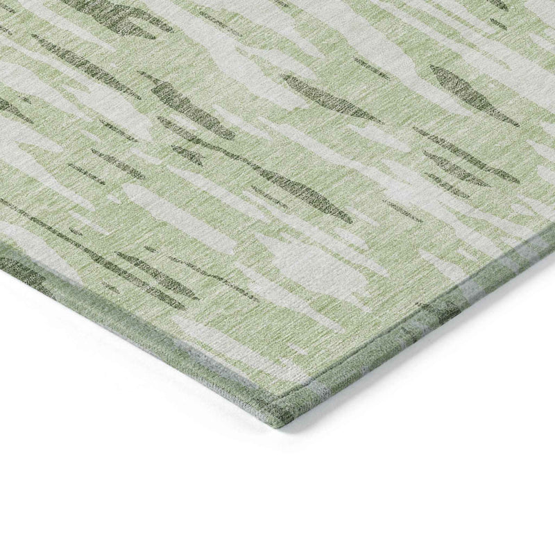 10' X 14' Green And Ivory Abstract Washable Indoor Outdoor Area Rug