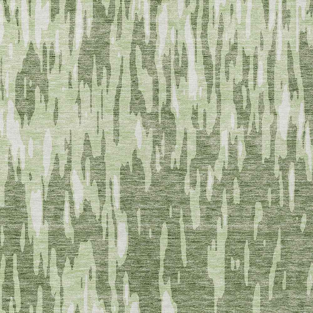 5' X 8' Green And Ivory Abstract Washable Indoor Outdoor Area Rug