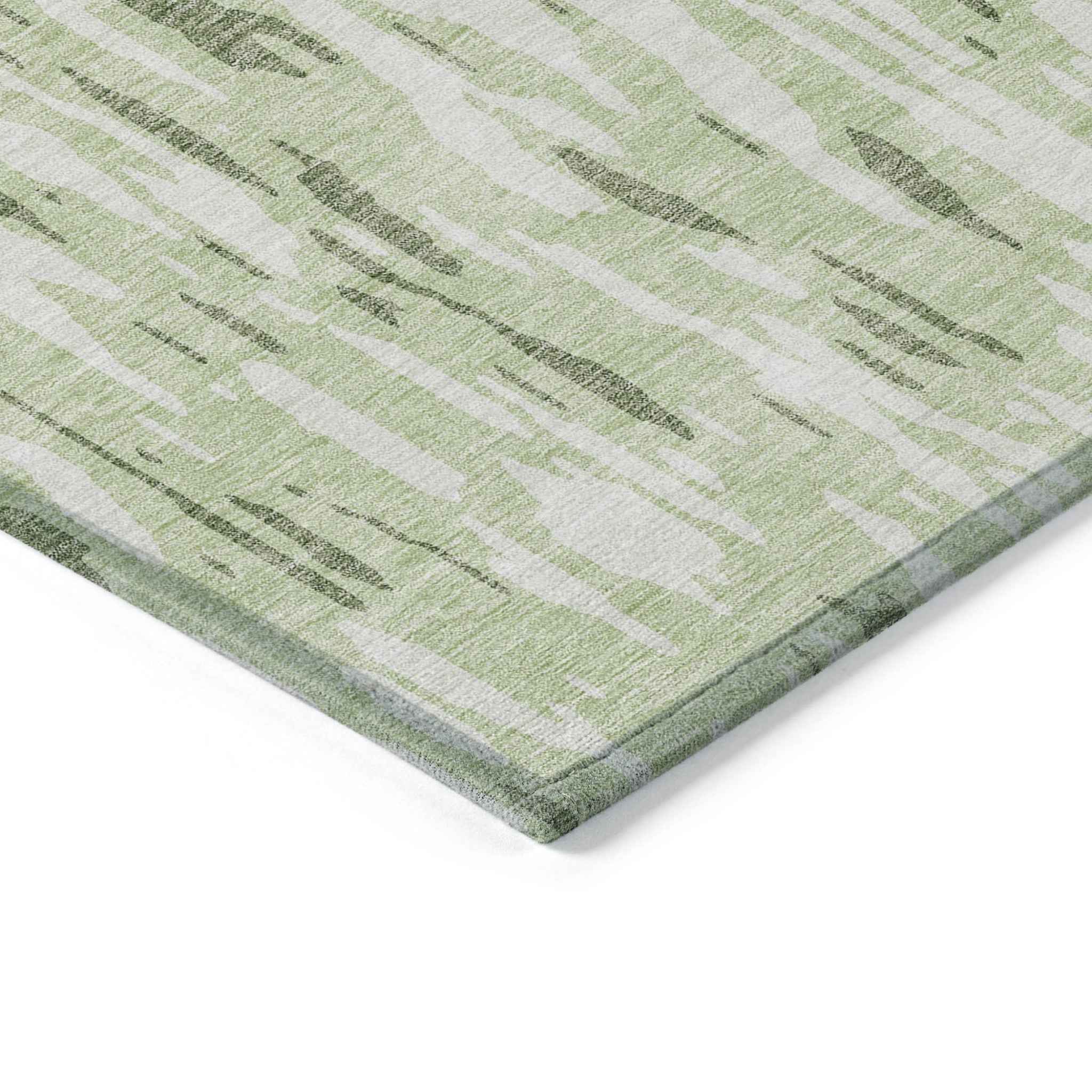 5' X 8' Green And Ivory Abstract Washable Indoor Outdoor Area Rug