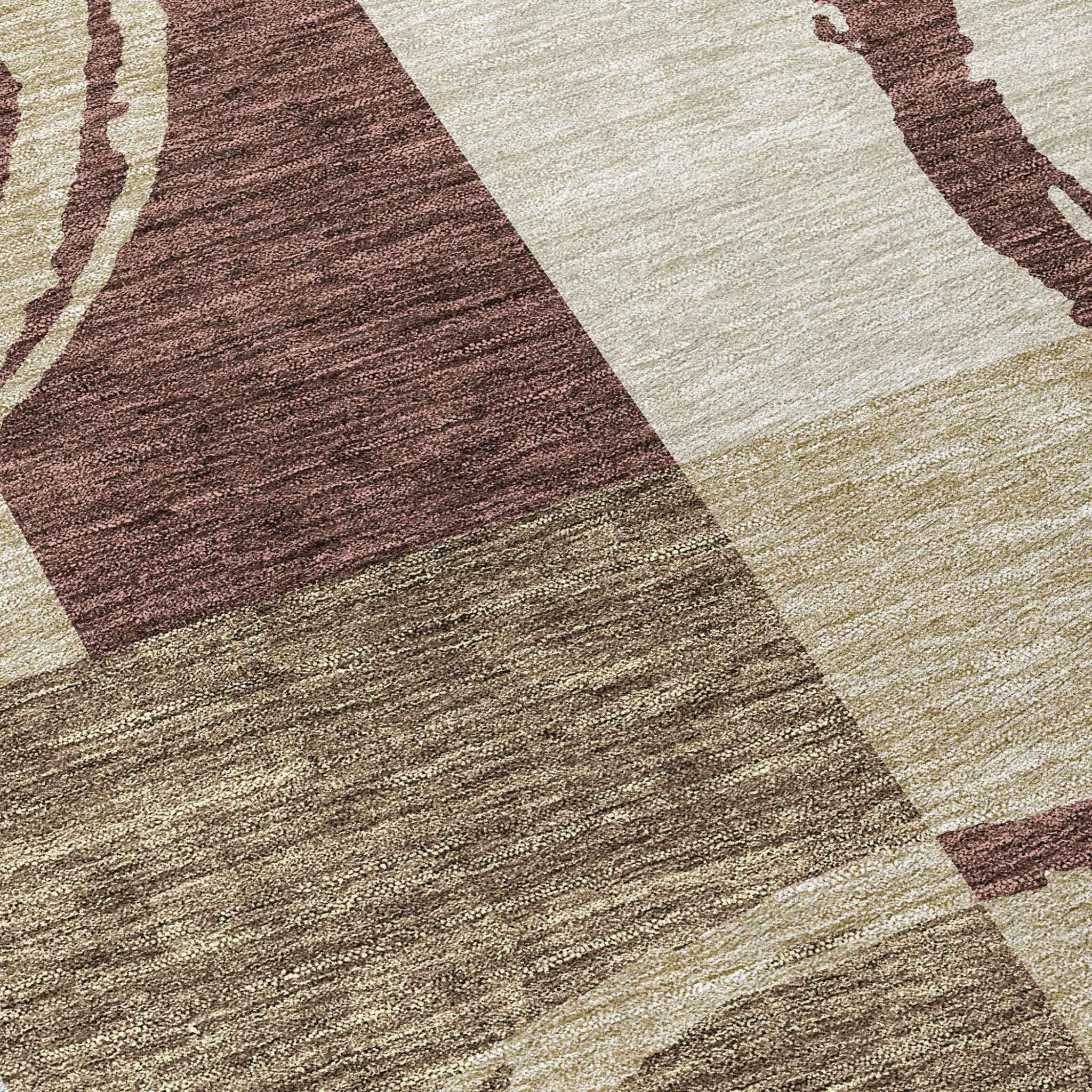 8' Brown And Ivory Round Geometric Washable Indoor Outdoor Area Rug