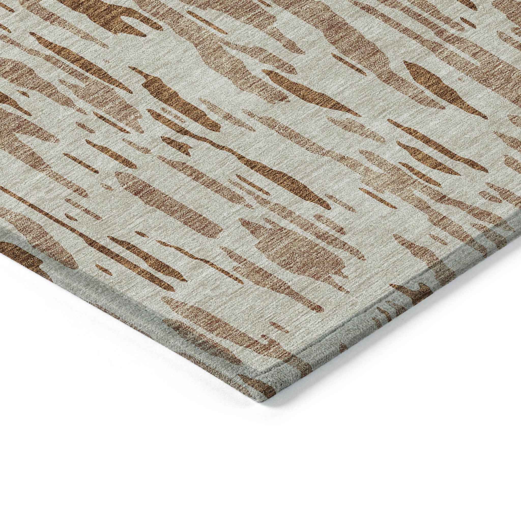 5' X 8' Orange And Ivory Abstract Washable Indoor Outdoor Area Rug