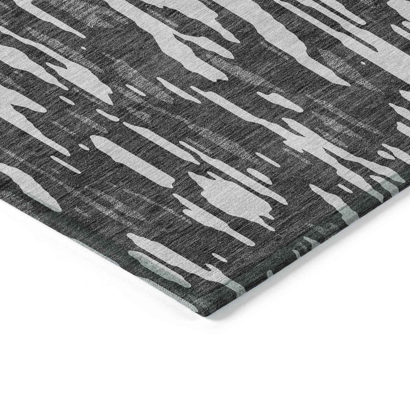 9' X 12' Gray And Ivory Abstract Washable Indoor Outdoor Area Rug