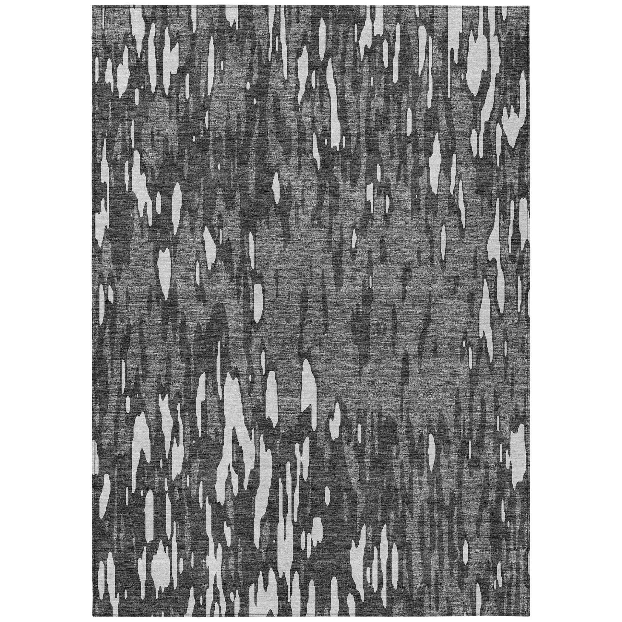9' X 12' Gray And Ivory Abstract Washable Indoor Outdoor Area Rug