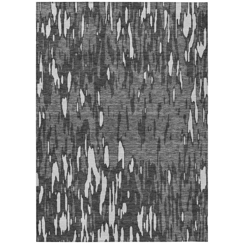 9' X 12' Gray And Ivory Abstract Washable Indoor Outdoor Area Rug