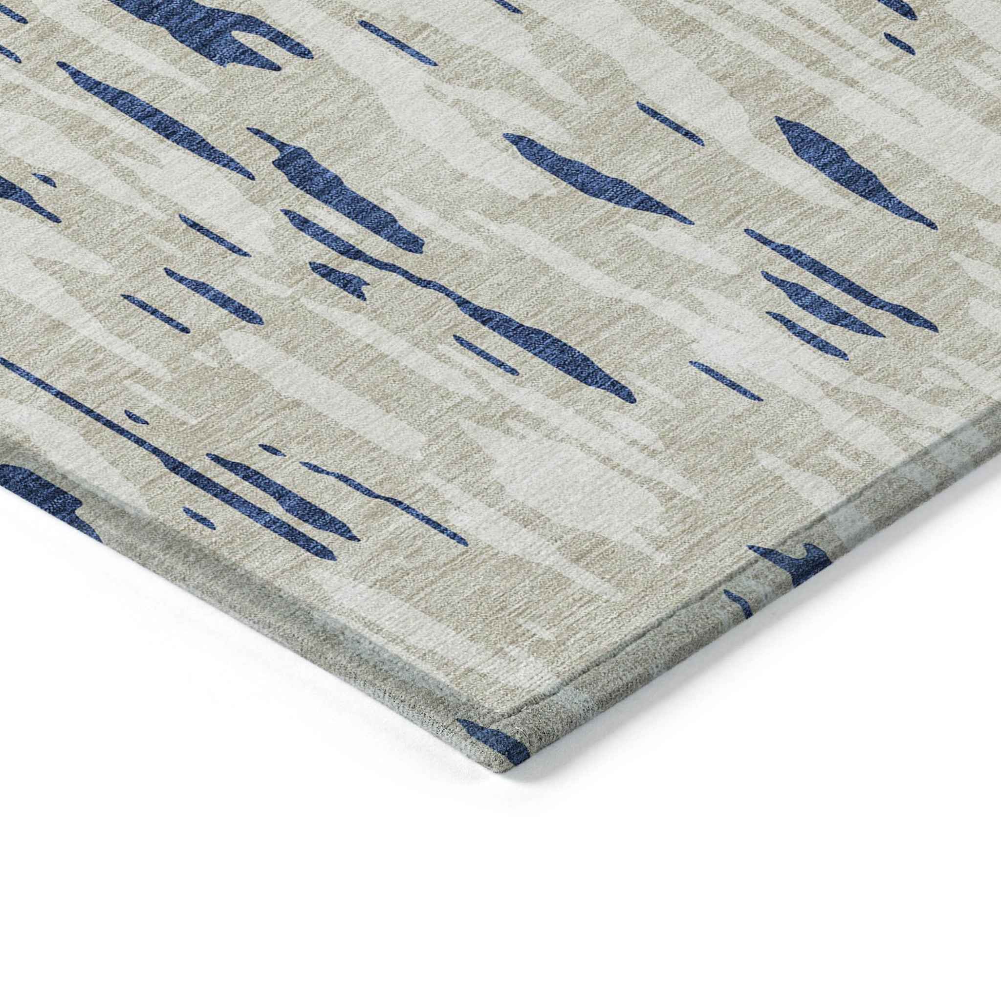 10' X 14' Navy Blue And Ivory Abstract Washable Indoor Outdoor Area Rug