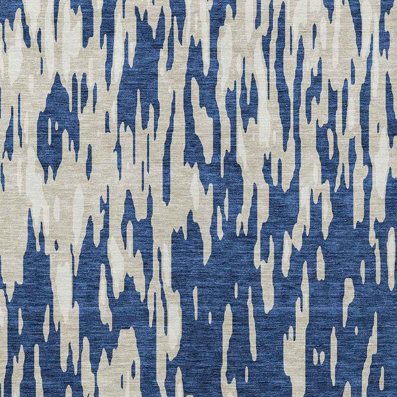10' X 14' Navy Blue And Ivory Abstract Washable Indoor Outdoor Area Rug