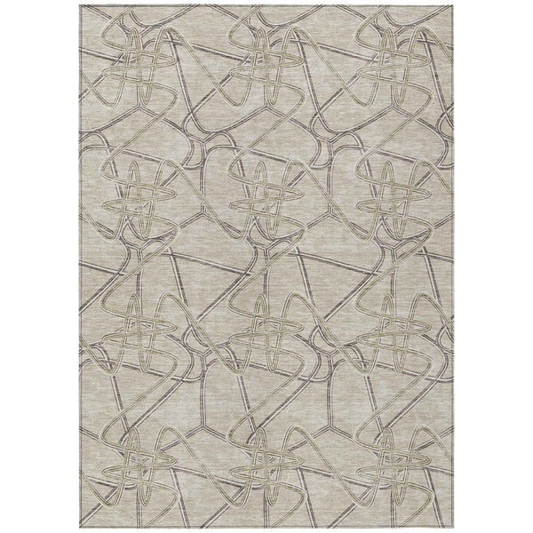 8' X 10' Beige Ivory And Gray Geometric Washable Indoor Outdoor Area Rug