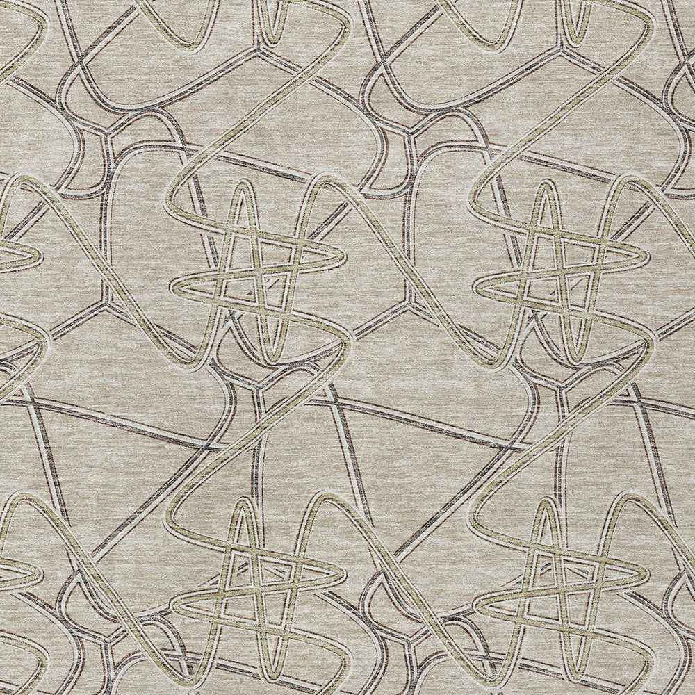 8' X 10' Beige Ivory And Gray Geometric Washable Indoor Outdoor Area Rug