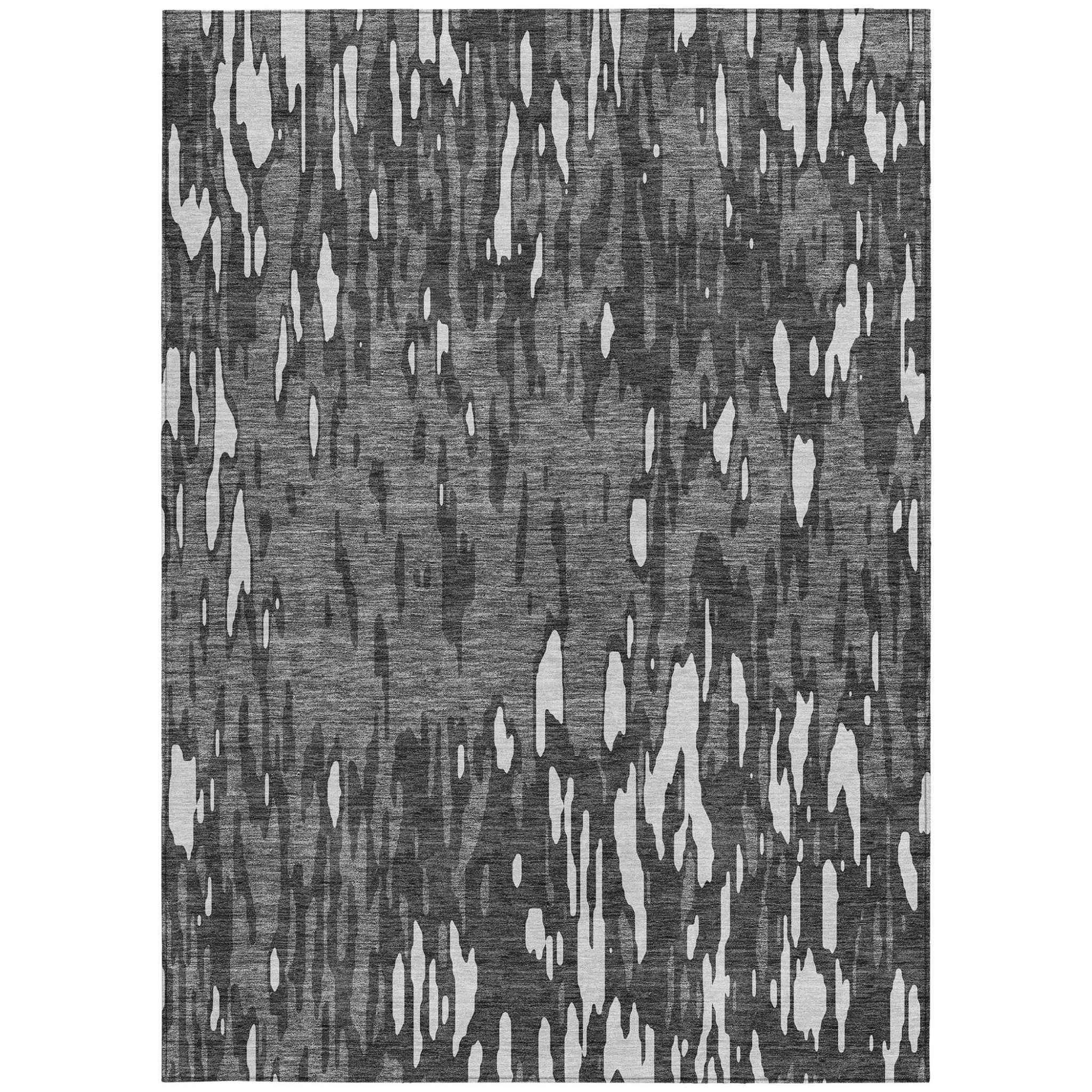 8' X 10' Gray And Ivory Abstract Washable Indoor Outdoor Area Rug
