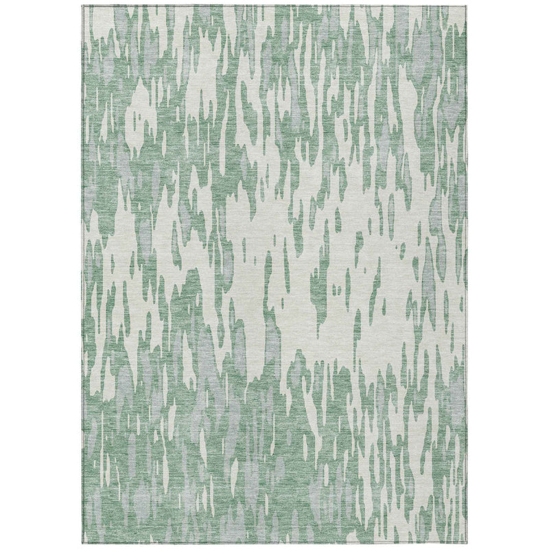 8' X 10' Sage And Ivory Abstract Washable Indoor Outdoor Area Rug