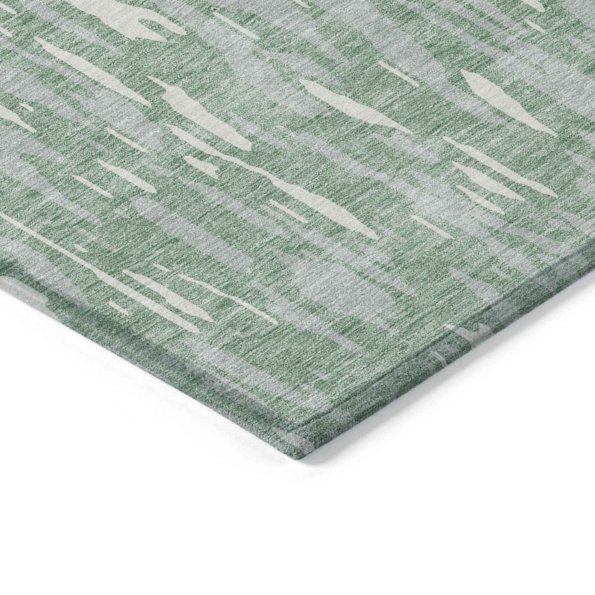 8' X 10' Sage And Ivory Abstract Washable Indoor Outdoor Area Rug