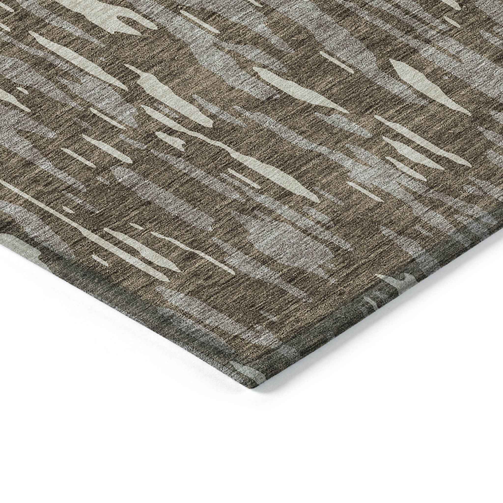 5' X 8' Brown And Ivory Abstract Washable Indoor Outdoor Area Rug