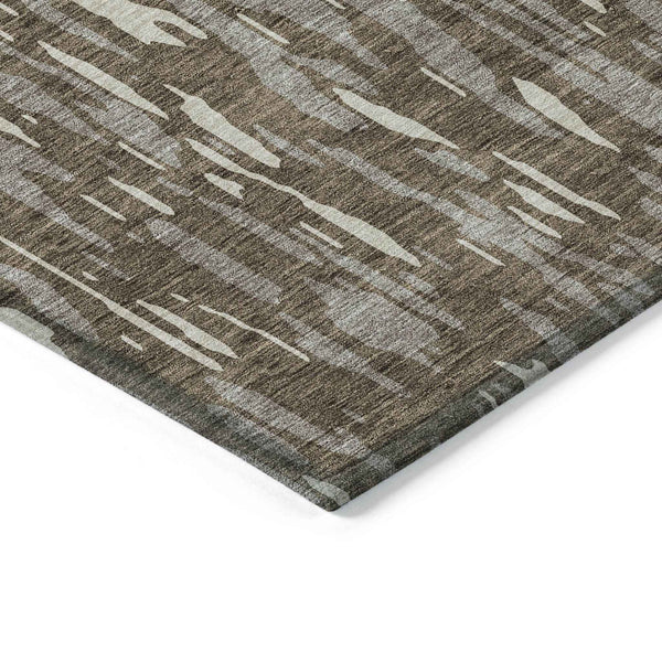 5' X 8' Brown And Ivory Abstract Washable Indoor Outdoor Area Rug