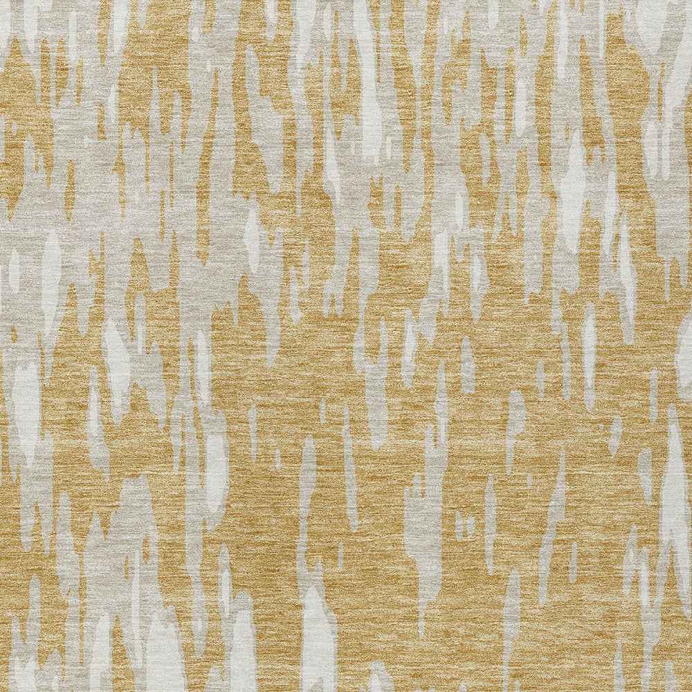 10' X 14' Gold And Ivory Abstract Washable Indoor Outdoor Area Rug