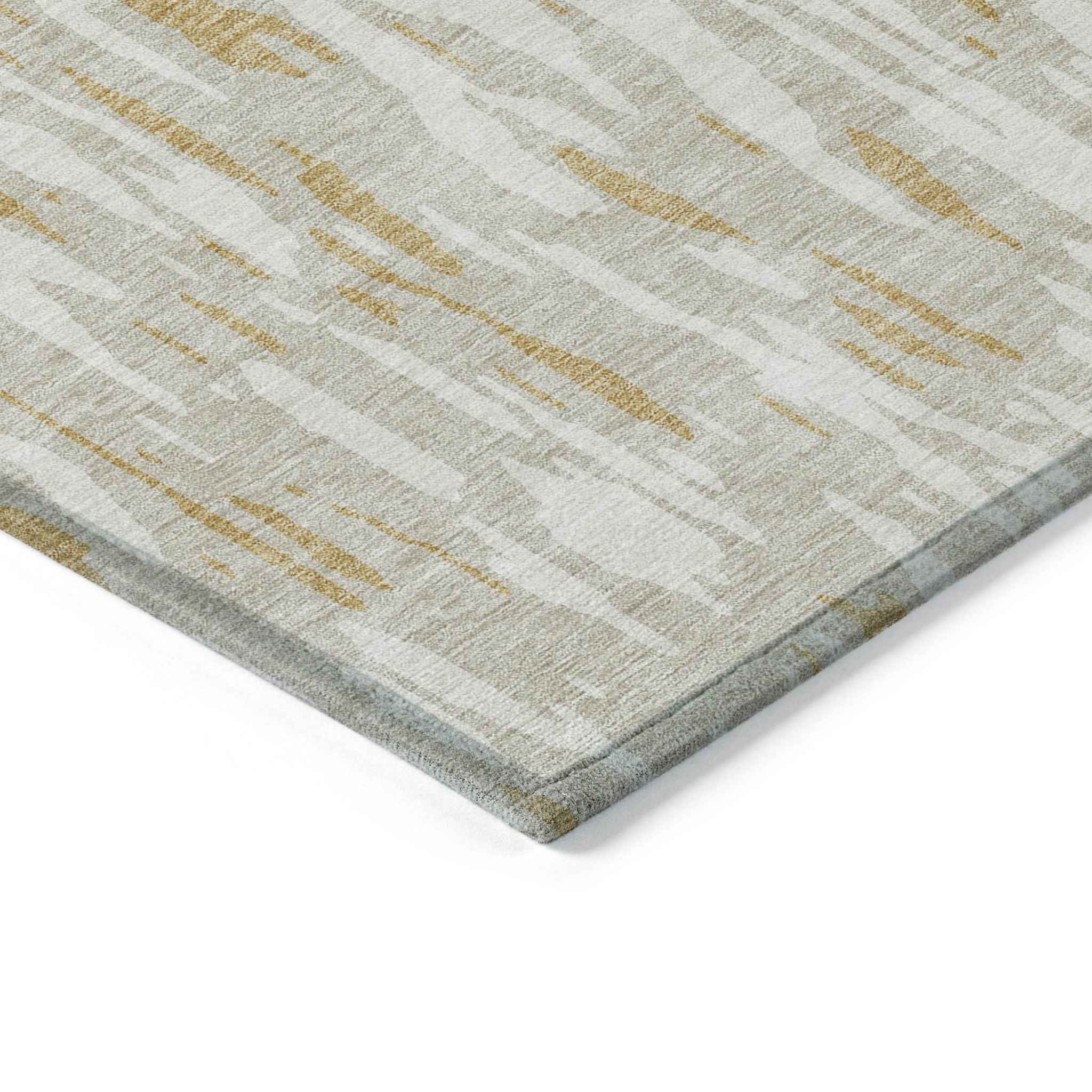 10' X 14' Gold And Ivory Abstract Washable Indoor Outdoor Area Rug