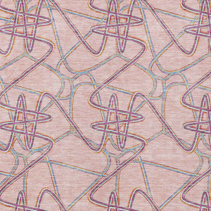 5' X 8' Pink Purple And Sky Blue Geometric Washable Indoor Outdoor Area Rug