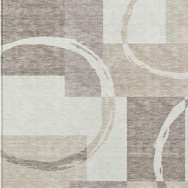 8' X 10' Ivory And Beige Geometric Washable Indoor Outdoor Area Rug