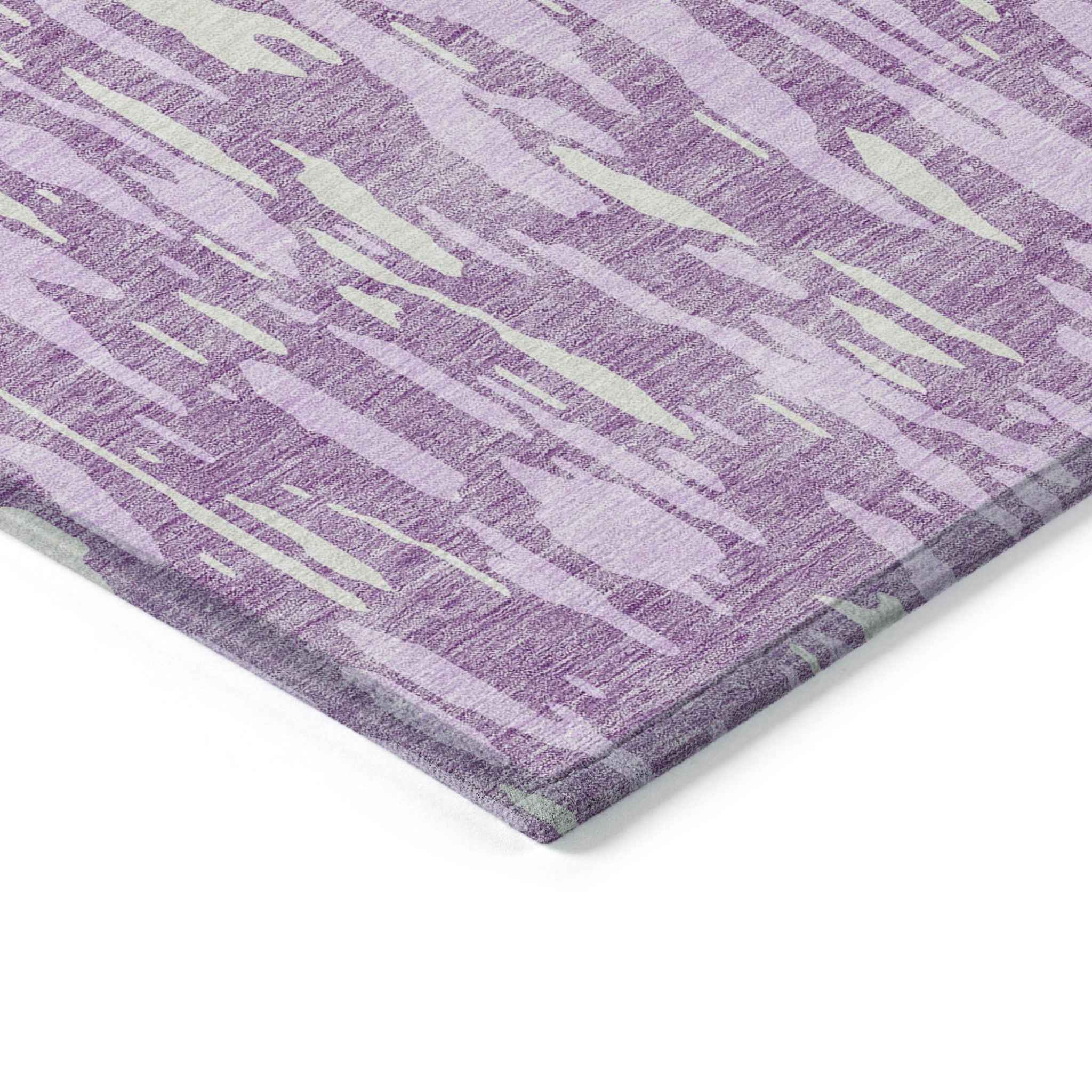 10' X 14' Lavender And Ivory Abstract Washable Indoor Outdoor Area Rug
