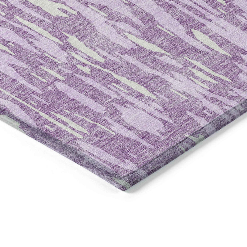 8' X 10' Lavender And Ivory Abstract Washable Indoor Outdoor Area Rug