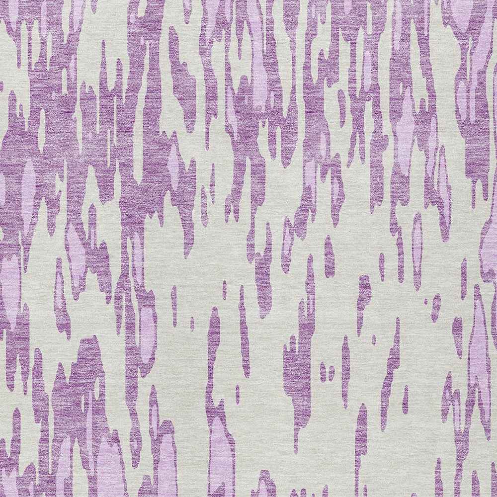 8' X 10' Lavender And Ivory Abstract Washable Indoor Outdoor Area Rug