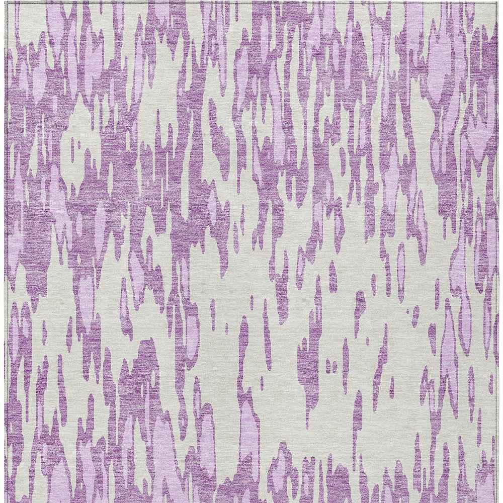 8' X 10' Lavender And Ivory Abstract Washable Indoor Outdoor Area Rug