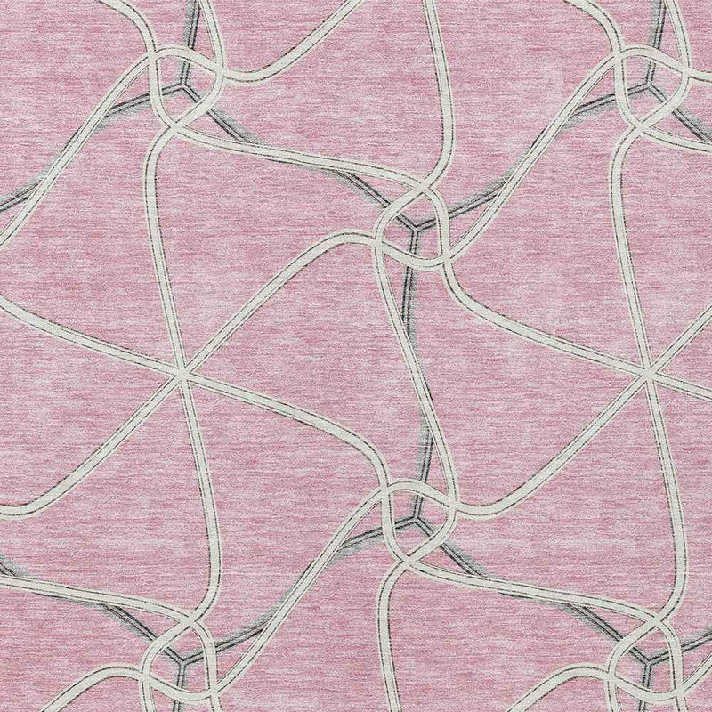 8' X 10' Pink And Ivory Geometric Washable Indoor Outdoor Area Rug