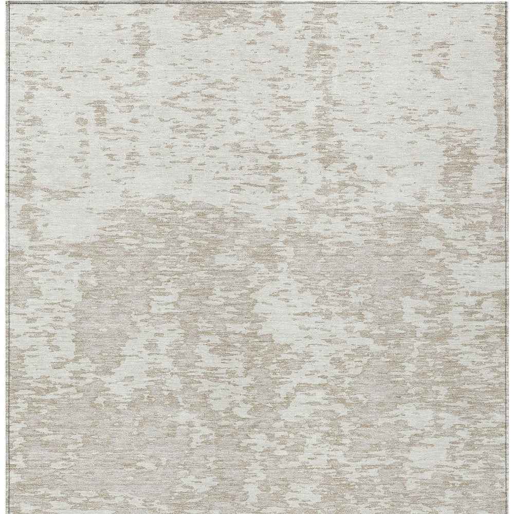 9' X 12' Ivory And Off White Abstract Washable Indoor Outdoor Area Rug