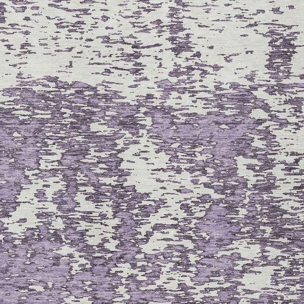 5' X 8' Lavender And Ivory Abstract Washable Indoor Outdoor Area Rug