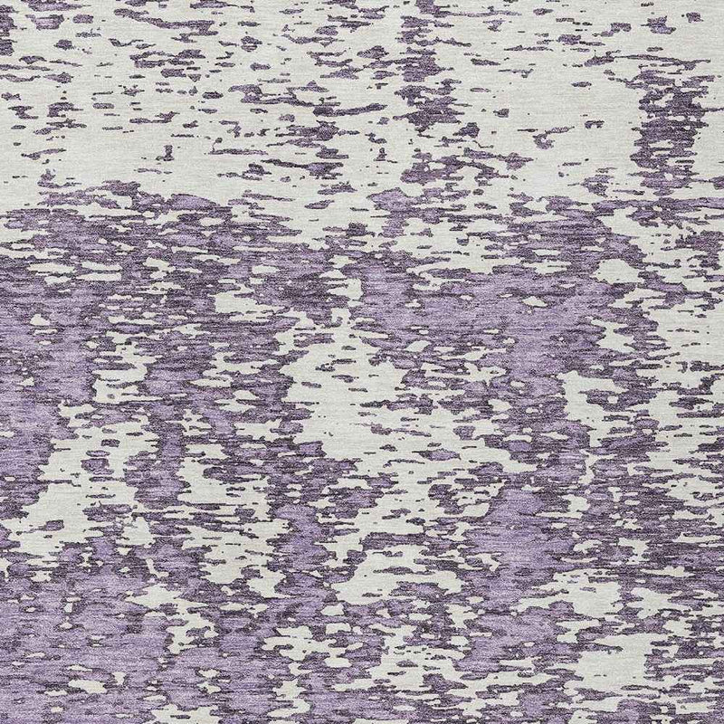 5' X 8' Lavender And Ivory Abstract Washable Indoor Outdoor Area Rug