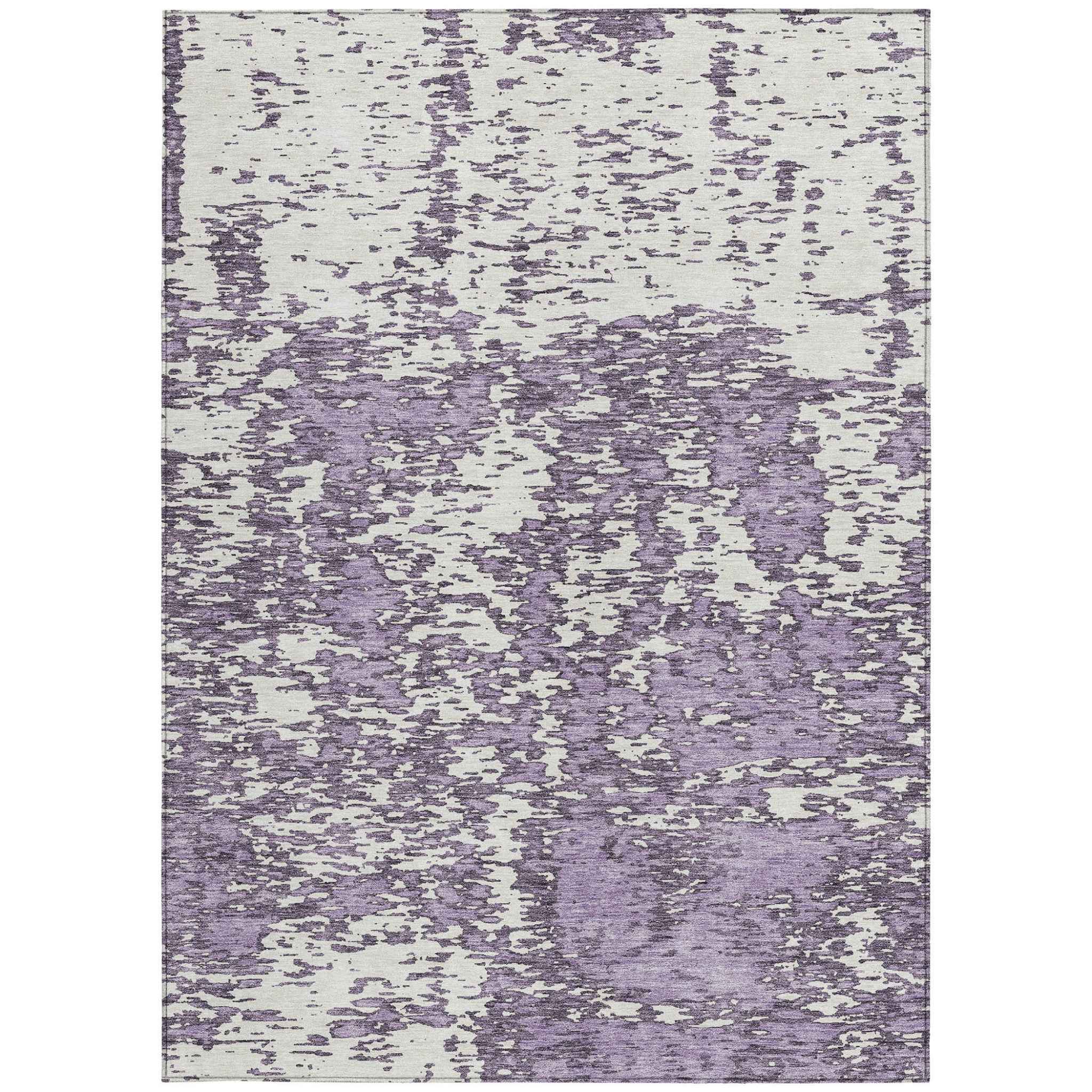 5' X 8' Lavender And Ivory Abstract Washable Indoor Outdoor Area Rug