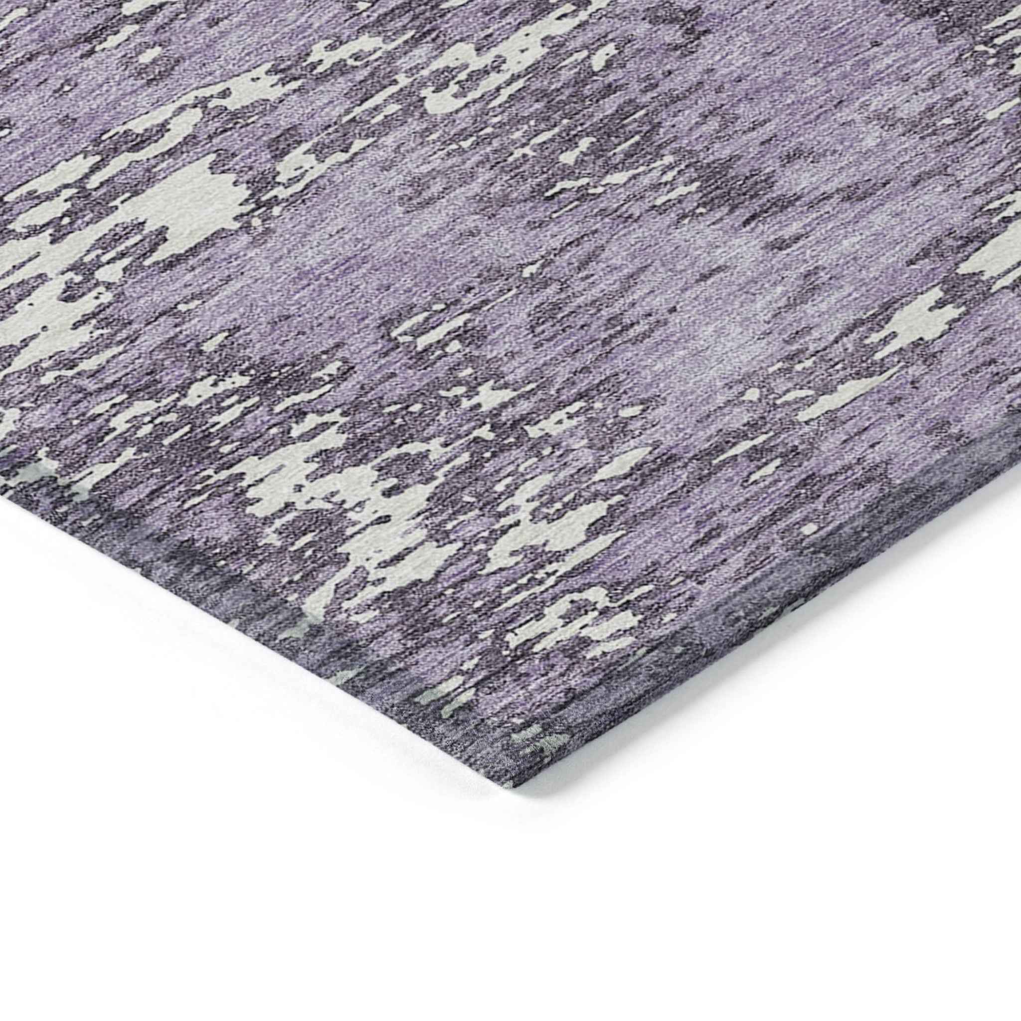 5' X 8' Lavender And Ivory Abstract Washable Indoor Outdoor Area Rug