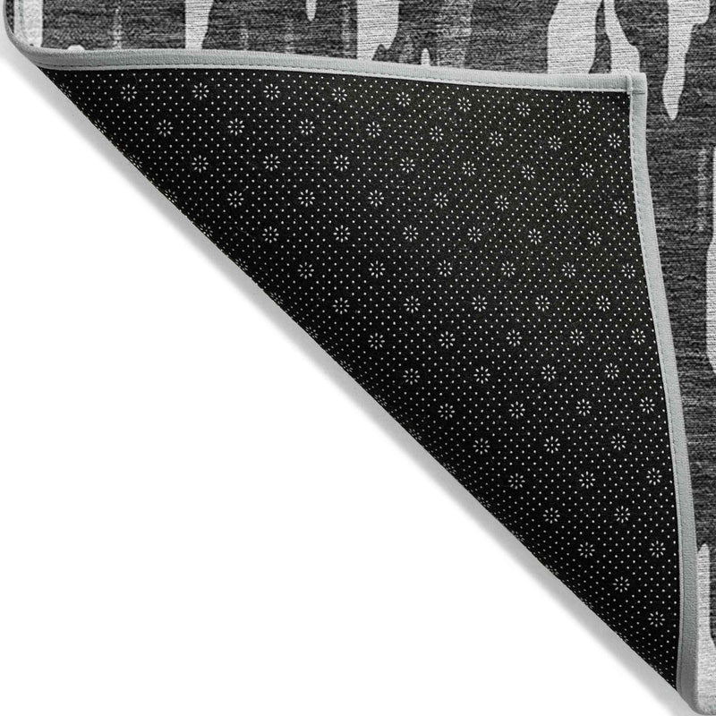 5' X 8' Gray And Ivory Abstract Washable Indoor Outdoor Area Rug