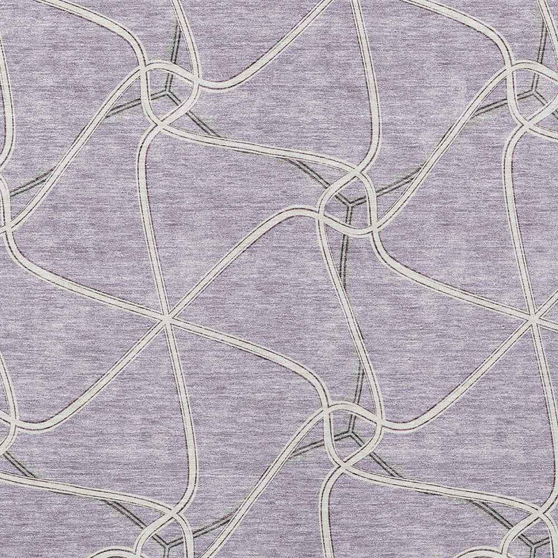 9' X 12' Lavender And Ivory Geometric Washable Indoor Outdoor Area Rug