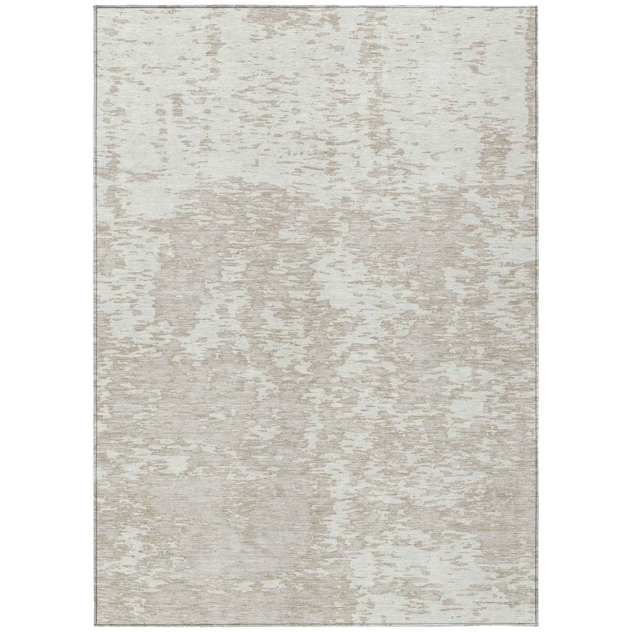 3' X 5' Ivory And Off White Abstract Washable Indoor Outdoor Area Rug