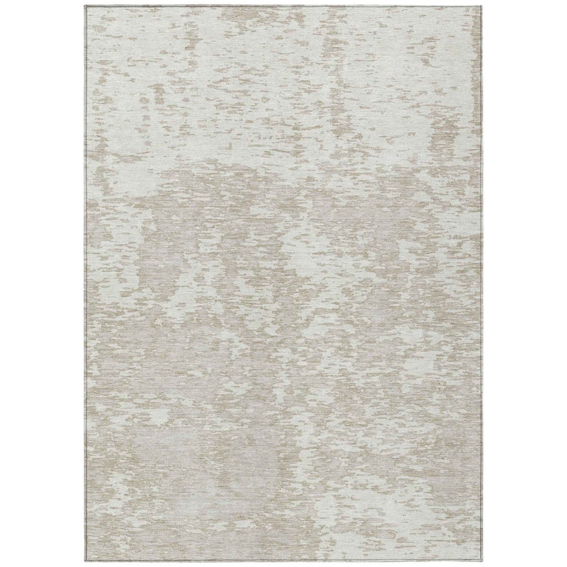 3' X 5' Ivory And Off White Abstract Washable Indoor Outdoor Area Rug