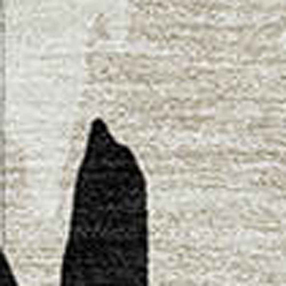 9' X 12' Black And Ivory Abstract Washable Indoor Outdoor Area Rug