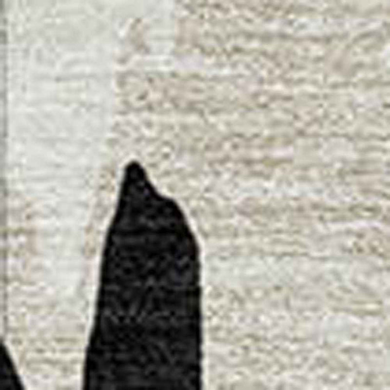 9' X 12' Black And Ivory Abstract Washable Indoor Outdoor Area Rug