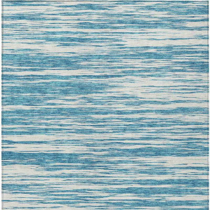 3' X 5' Teal Blue And Ivory Abstract Washable Indoor Outdoor Area Rug