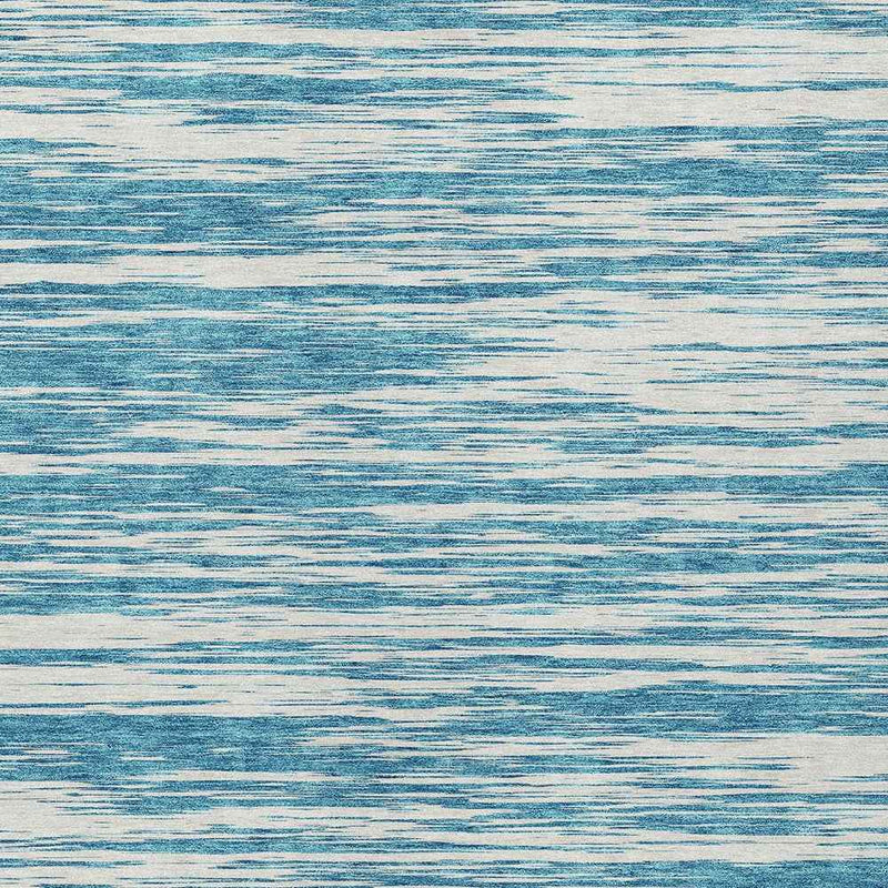 5' X 8' Teal Blue And Ivory Abstract Washable Indoor Outdoor Area Rug