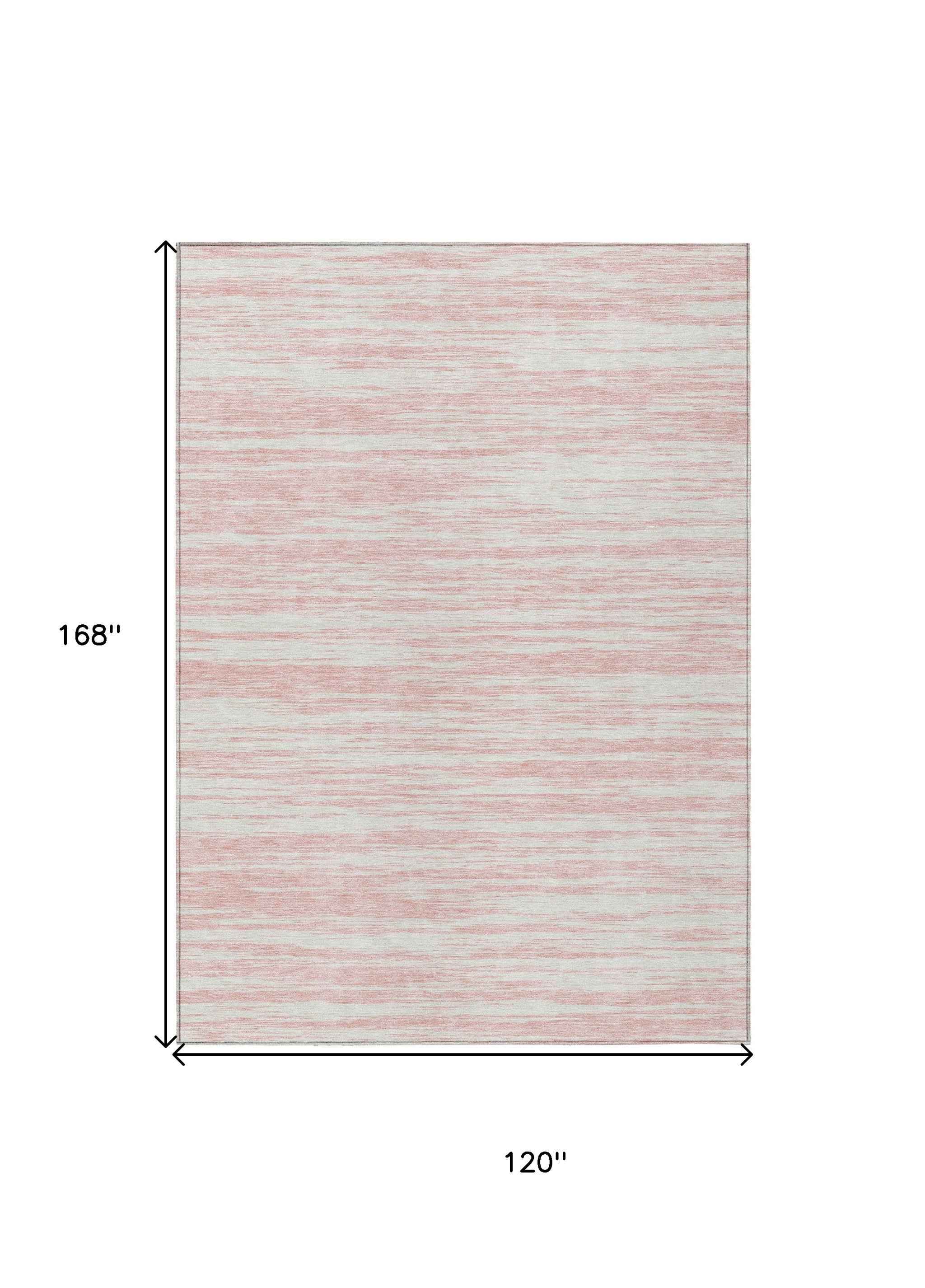 10' X 14' Pink And Ivory Abstract Washable Indoor Outdoor Area Rug