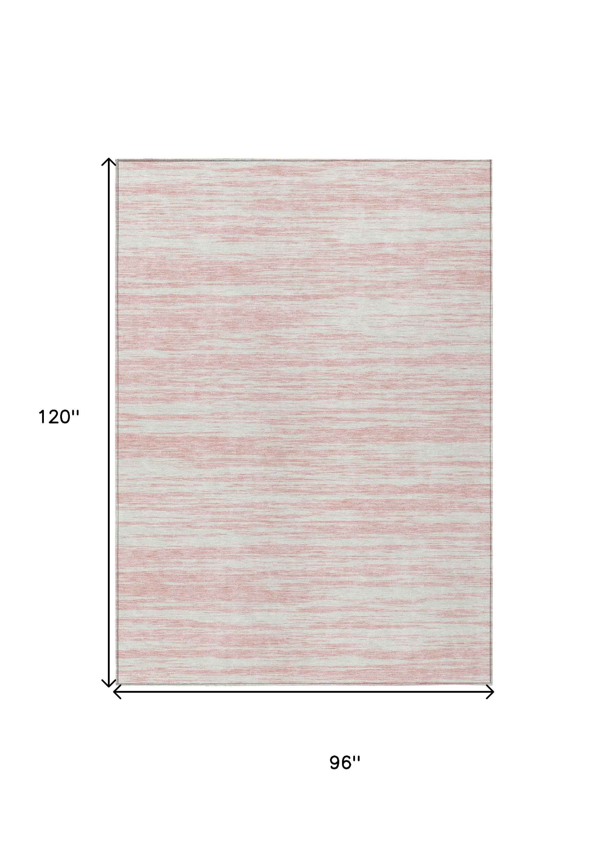 8' X 10' Pink And Ivory Abstract Washable Indoor Outdoor Area Rug