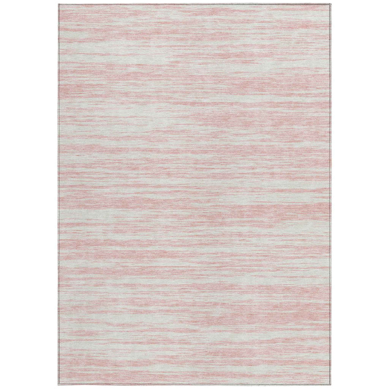 8' X 10' Pink And Ivory Abstract Washable Indoor Outdoor Area Rug