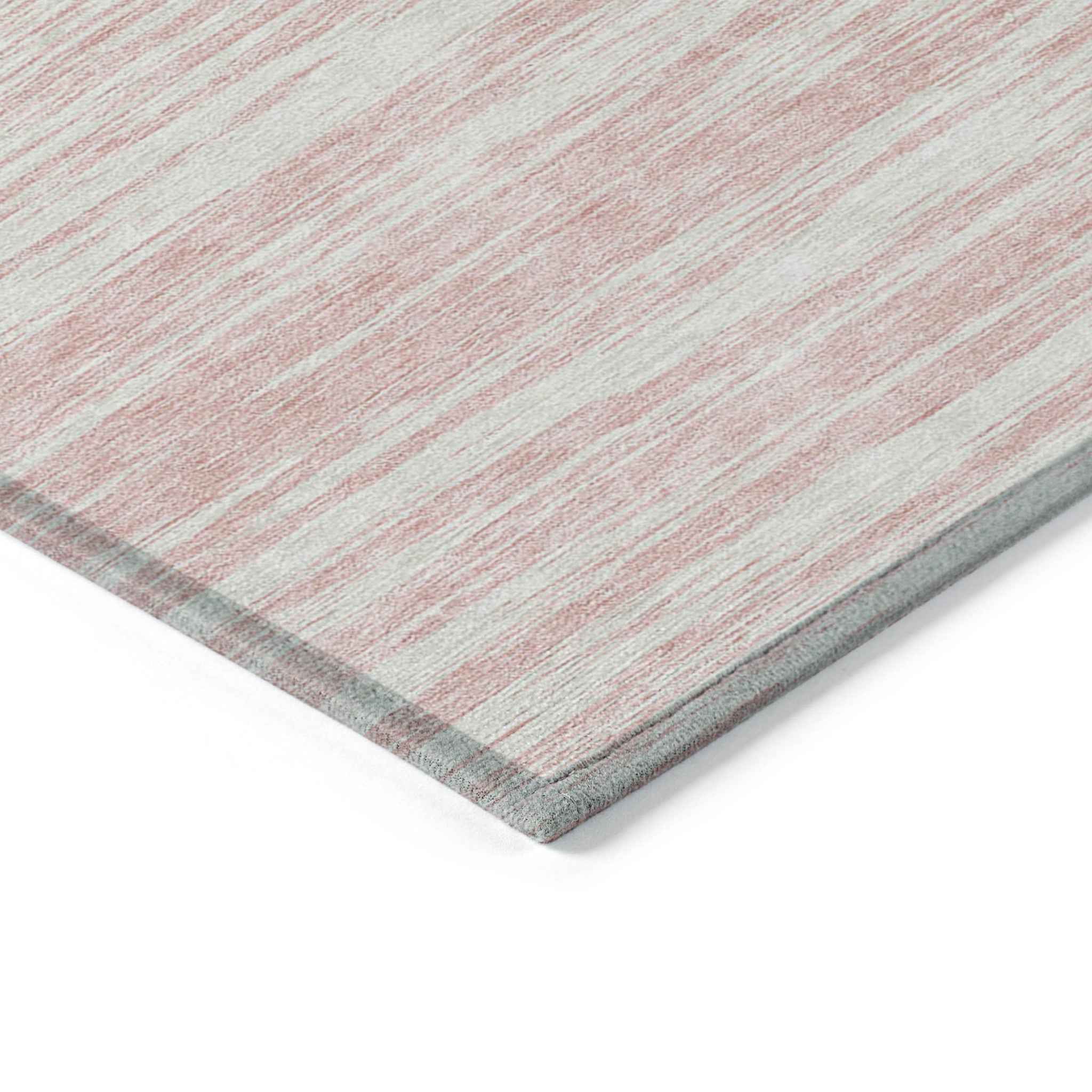 8' X 10' Pink And Ivory Abstract Washable Indoor Outdoor Area Rug
