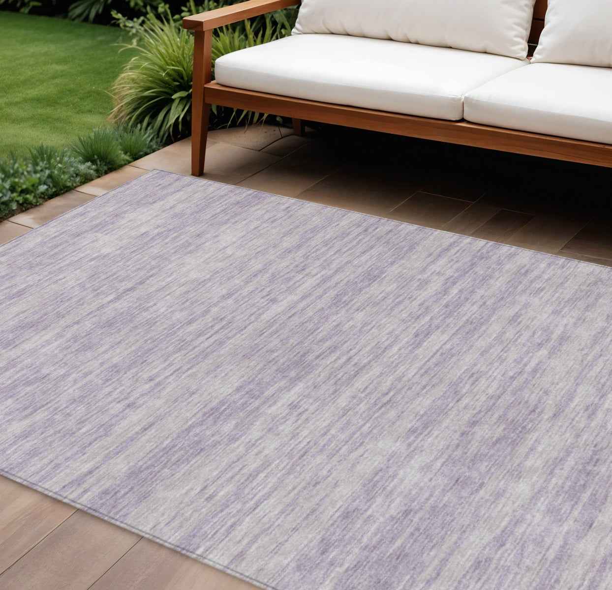 10' X 14' Lavender And Lilac Abstract Washable Indoor Outdoor Area Rug