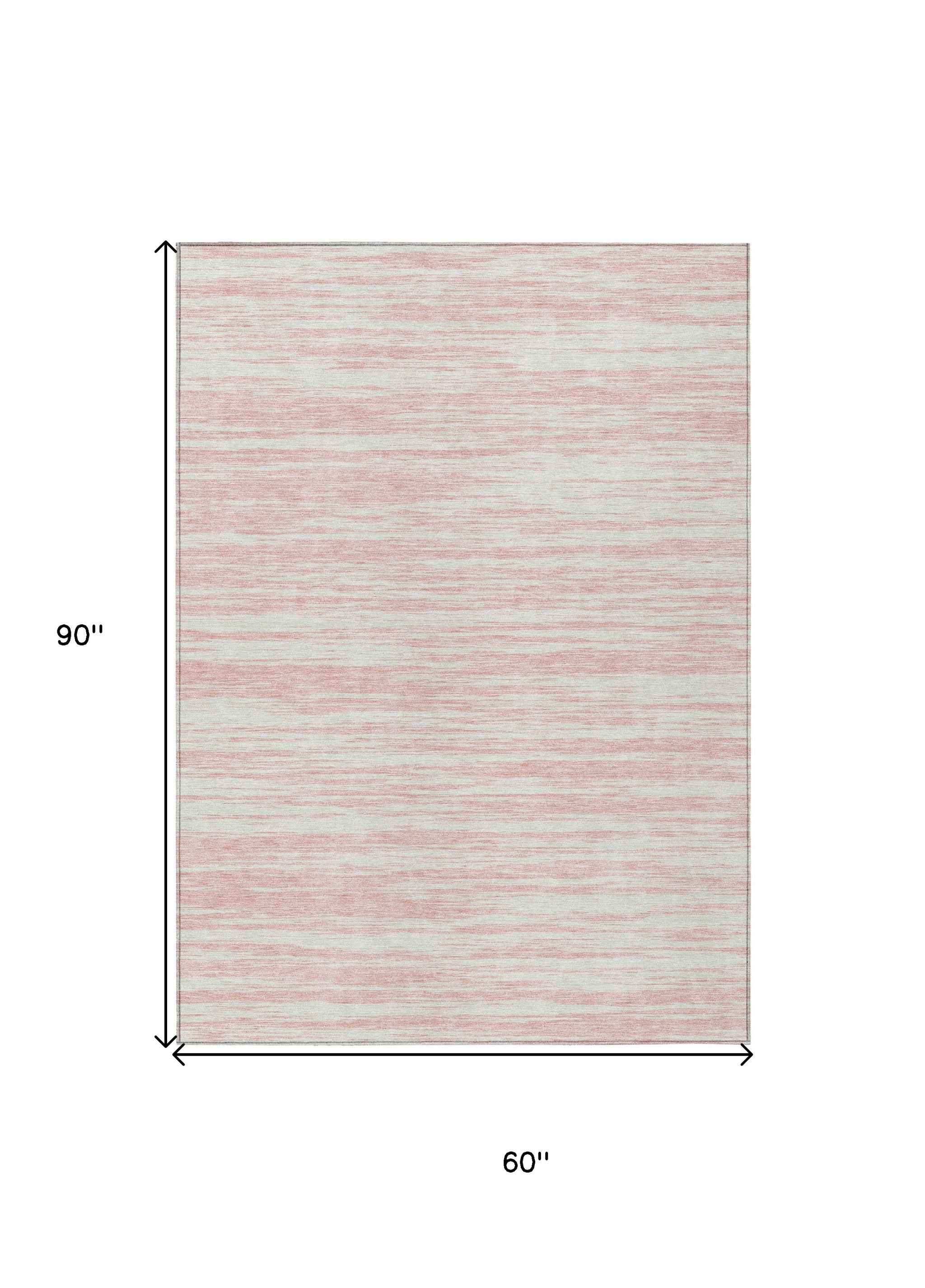 5' X 8' Pink And Ivory Abstract Washable Indoor Outdoor Area Rug