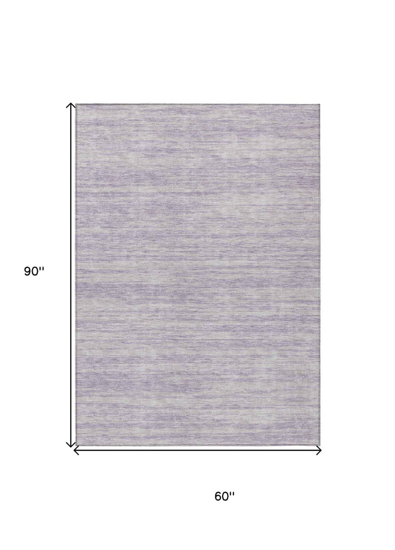 5' X 8' Lavender And Lilac Abstract Washable Indoor Outdoor Area Rug