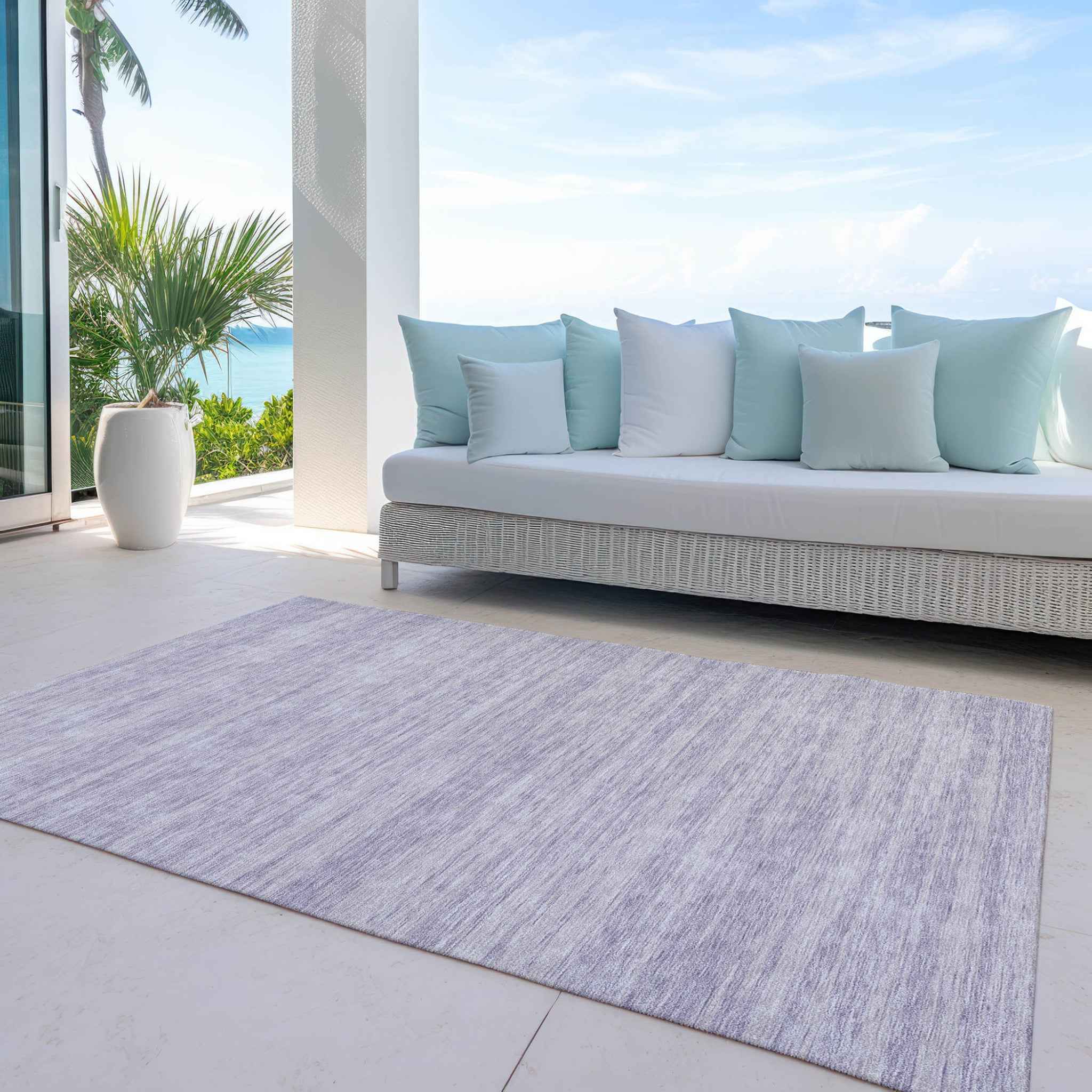 5' X 8' Lavender And Lilac Abstract Washable Indoor Outdoor Area Rug