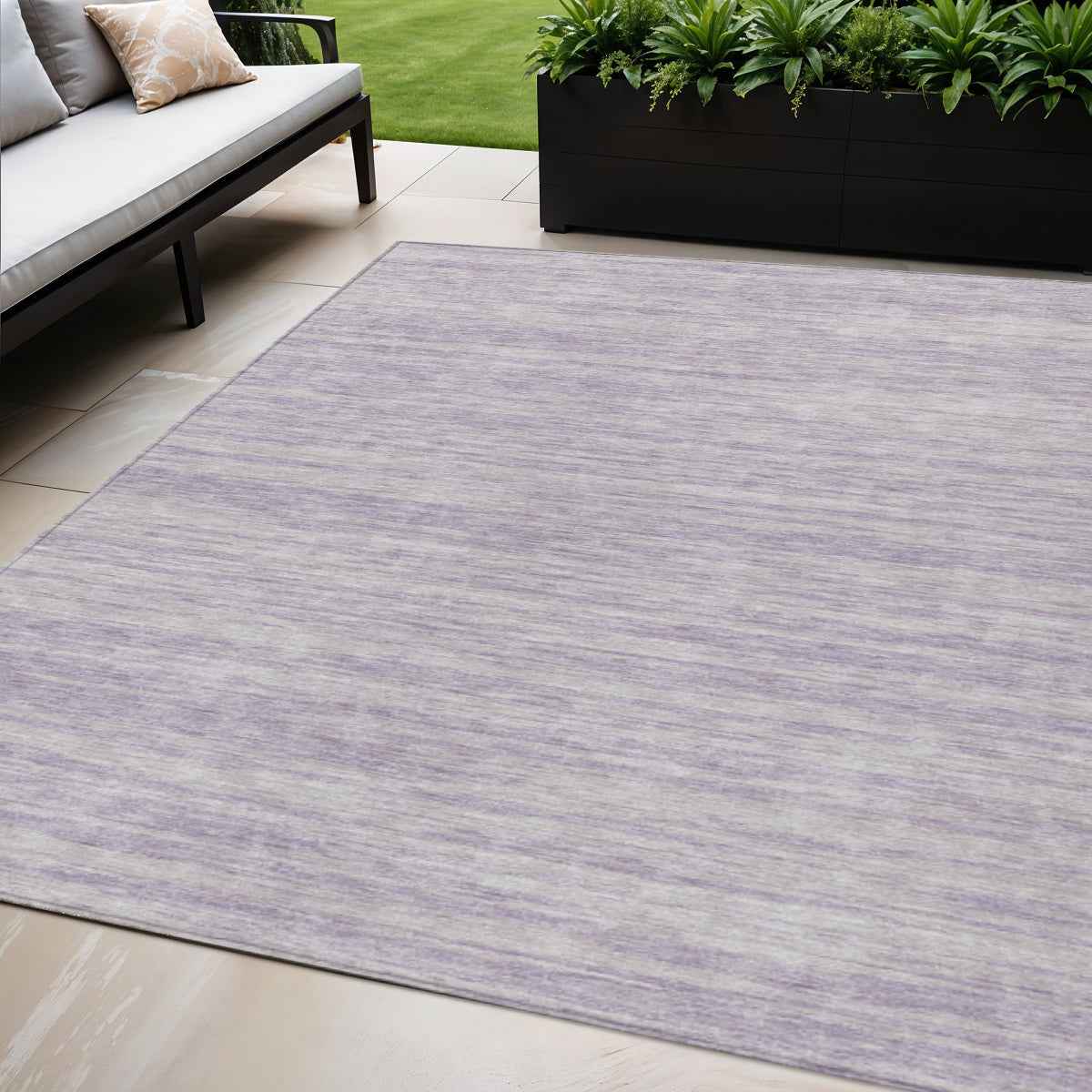 5' X 8' Lavender And Lilac Abstract Washable Indoor Outdoor Area Rug