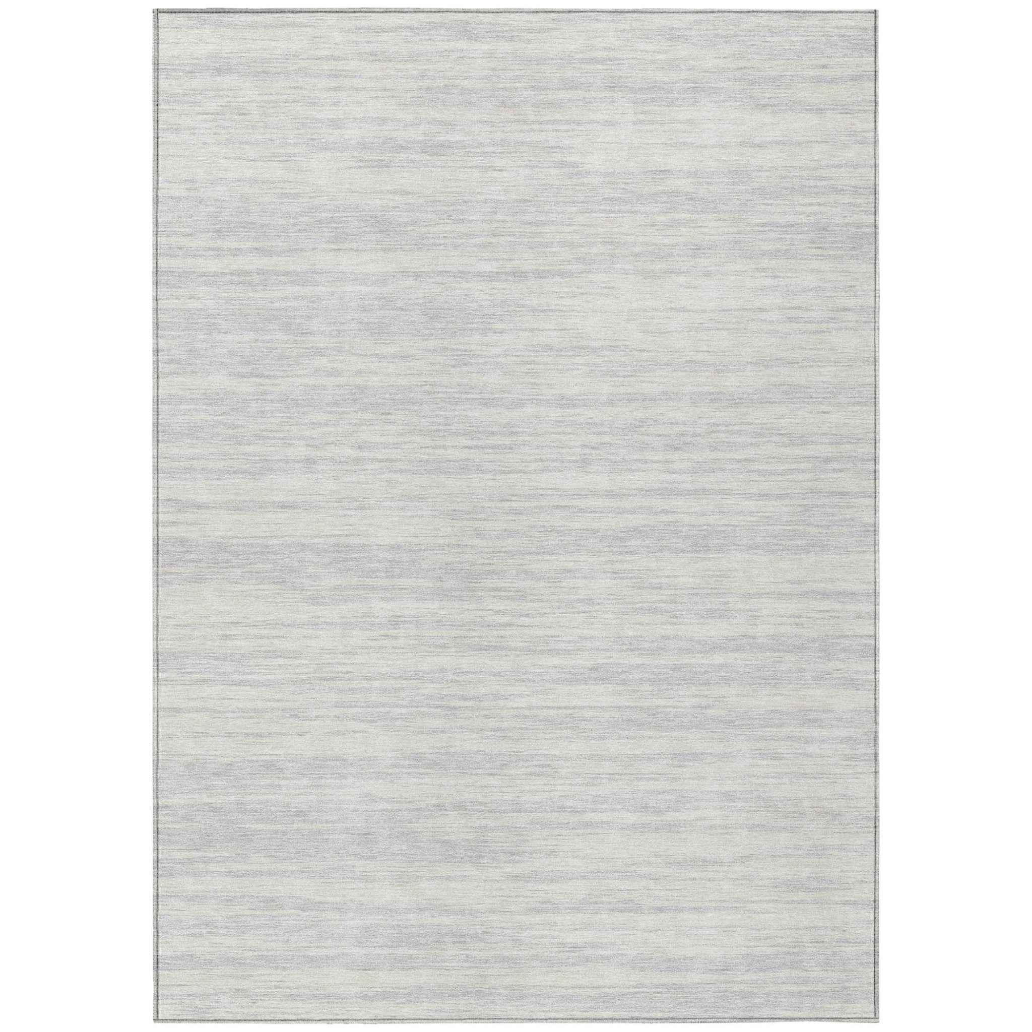 8' X 10' Silver And Ivory Abstract Washable Indoor Outdoor Area Rug