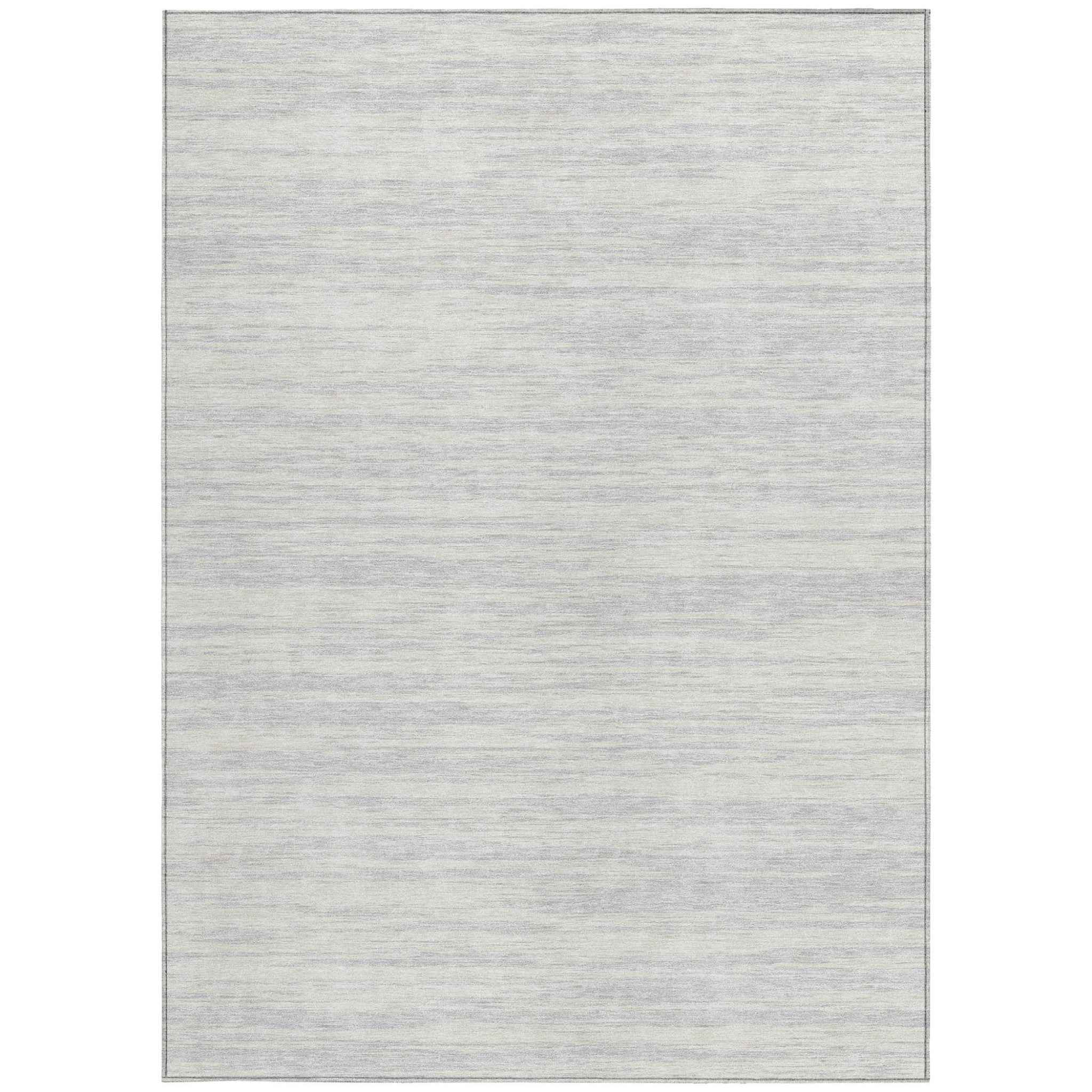 9' X 12' Silver And Ivory Abstract Washable Indoor Outdoor Area Rug